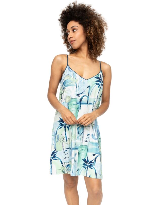 Cyberjammies Harriet Watercolour Landscape Print Jersey Short Nightdress Cream Mix