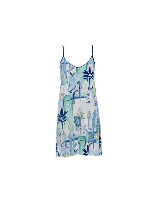 Cyberjammies Harriet Watercolour Landscape Print Jersey Short Nightdress Cream Mix