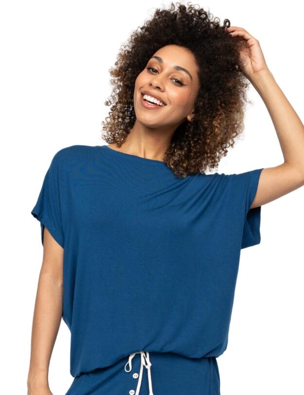 Cyberjammies Harriet Slouch Jersey Pyjama Top Teal Blue