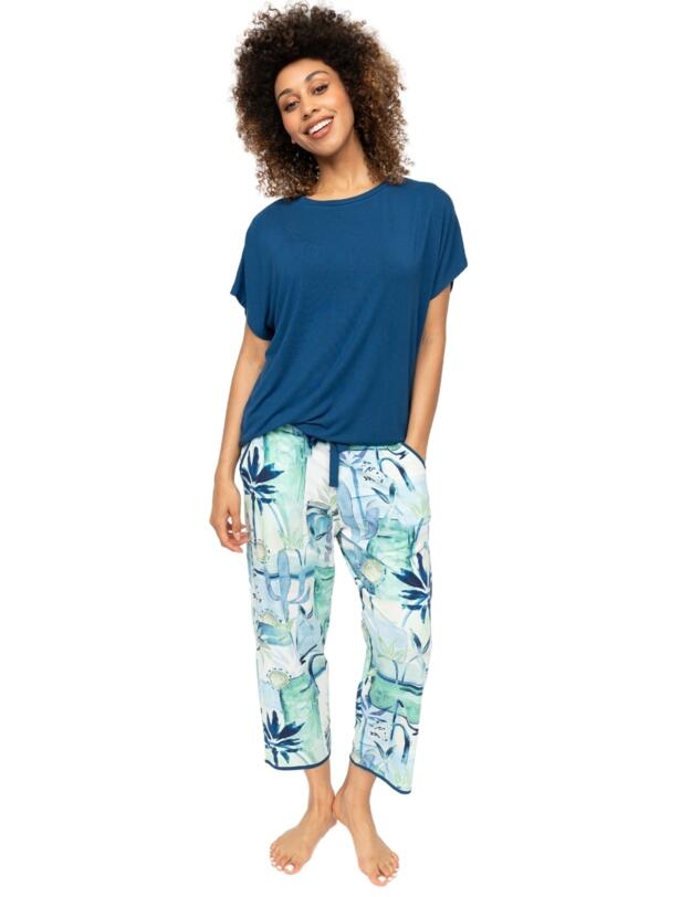 Cyberjammies Harriet Slouch Jersey Pyjama Top Teal Blue
