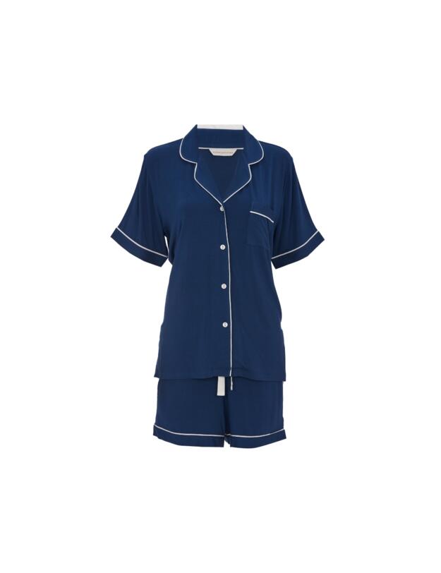 Cyberjammies Harriet Revere Jersey Shorty Pyjama Set Teal Blue