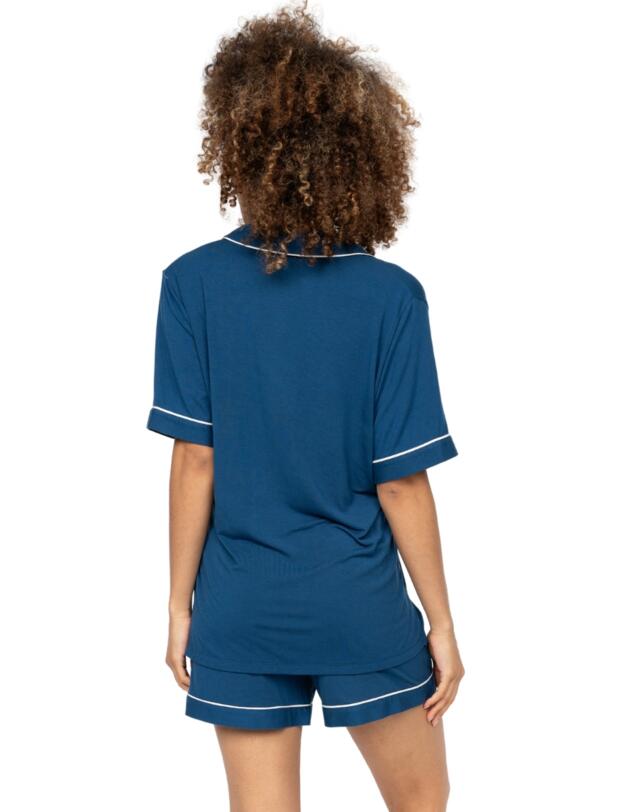 Cyberjammies Harriet Revere Jersey Shorty Pyjama Set Teal Blue