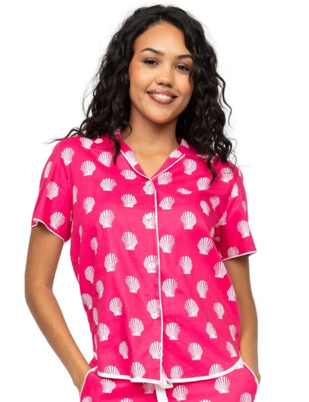 Cyberjammies Sofia Shell Print Pyjama Top Pink Mix
