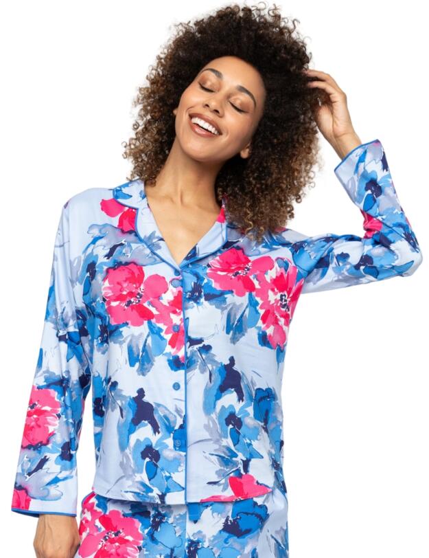 Cyberjammies Lyla Floral Print Pyjama Top Blue Mix
