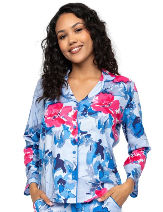 Cyberjammies Lyla Floral Print Pyjama Top Blue Mix