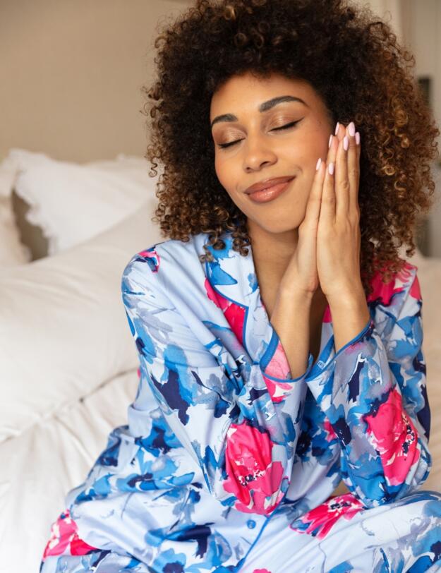 Cyberjammies Lyla Floral Print Pyjama Top Blue Mix