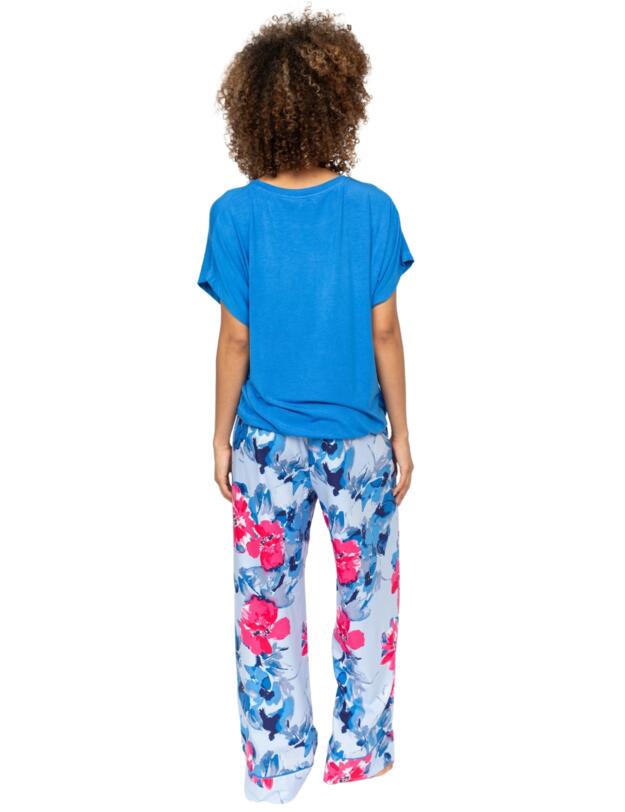 Cyberjammies Lyla Floral Print Wide Leg Pyjama Bottoms Blue Mix