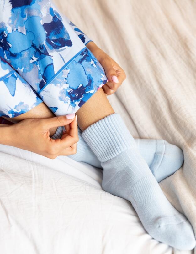 Cyberjammies Lyla Floral Print Wide Leg Pyjama Bottoms Blue Mix