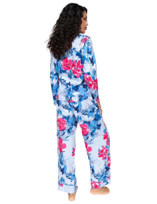 Cyberjammies Lyla Floral Print Wide Leg Pyjama Bottoms Blue Mix