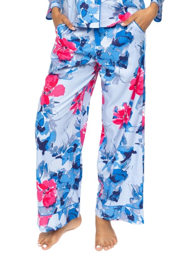 Cyberjammies Lyla Floral Print Wide Leg Pyjama Bottoms Blue Mix