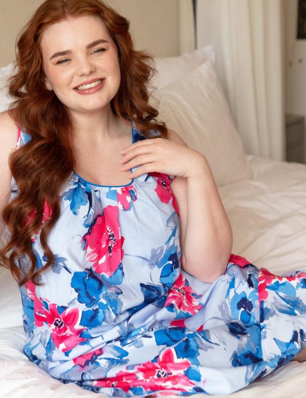 Cyberjammies Lyla Floral Print Long Nightdress Blue Mix