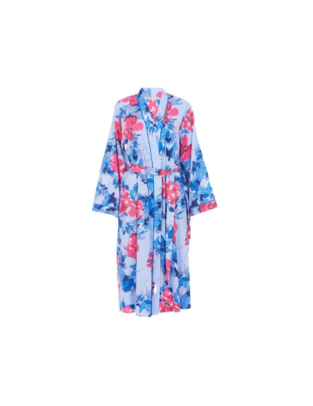 Cyberjammies Lyla Floral Print Long Dressing Gown Blue Mix