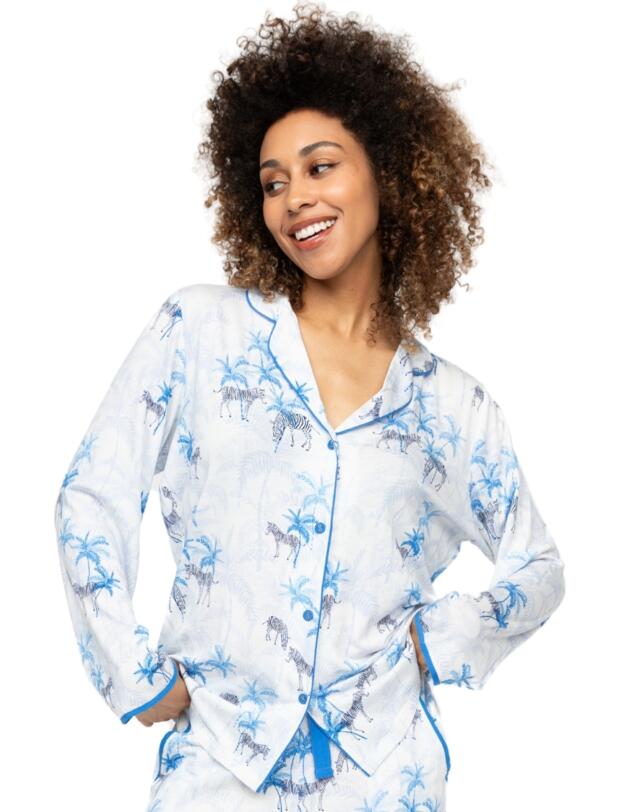 Cyberjammies Lyla Zebra Print Jersey Pyjama Top White Mix