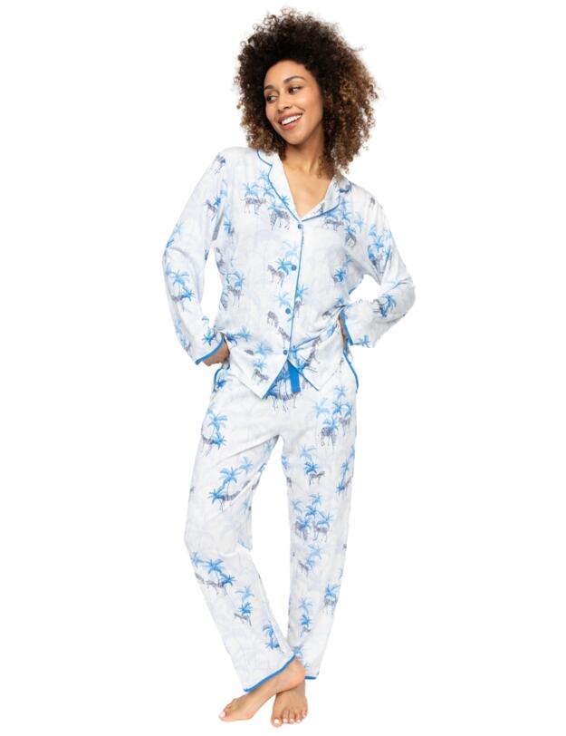 Cyberjammies Lyla Zebra Print Jersey Pyjama Bottoms White Mix