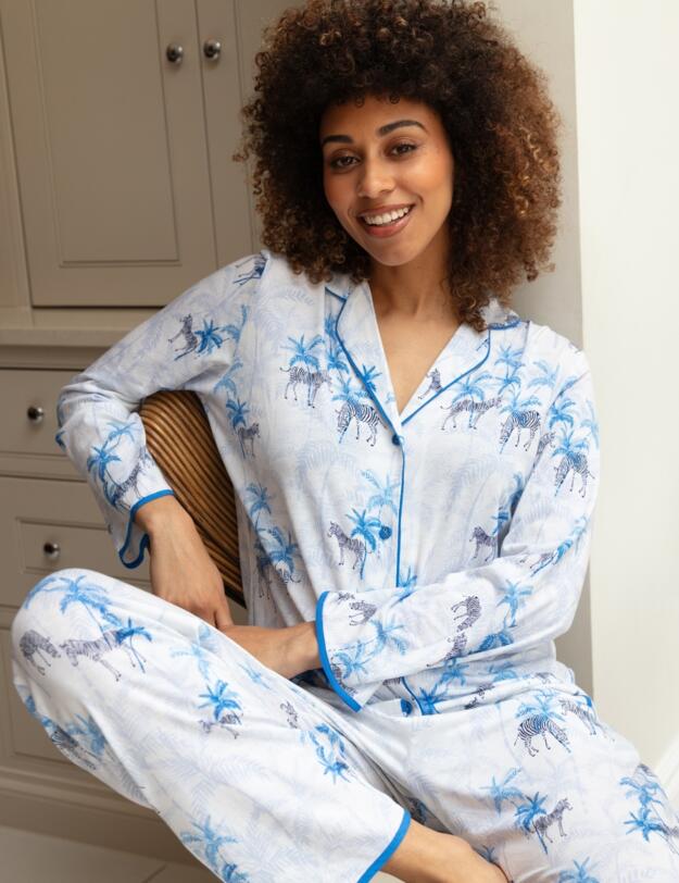 Cyberjammies Lyla Zebra Print Jersey Pyjama Bottoms White Mix