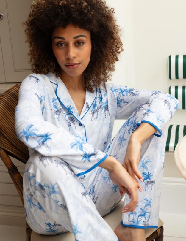 Cyberjammies Lyla Zebra Print Jersey Pyjama Bottoms White Mix