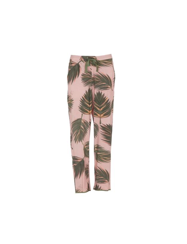 Cyberjammies Lea Leaf Print Jersey Pyjama Bottoms Salmon Pink Mix