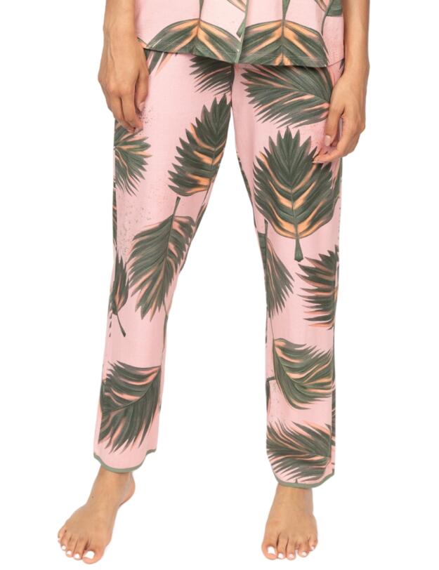 Cyberjammies Lea Leaf Print Jersey Pyjama Bottoms Salmon Pink Mix