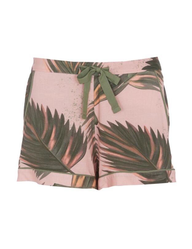 Cyberjammies Lea Leaf Print Jersey Shorts Salmon Pink Mix