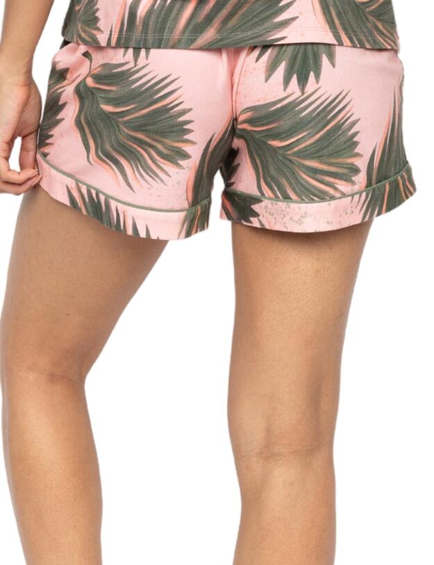 Cyberjammies Lea Leaf Print Jersey Shorts Salmon Pink Mix