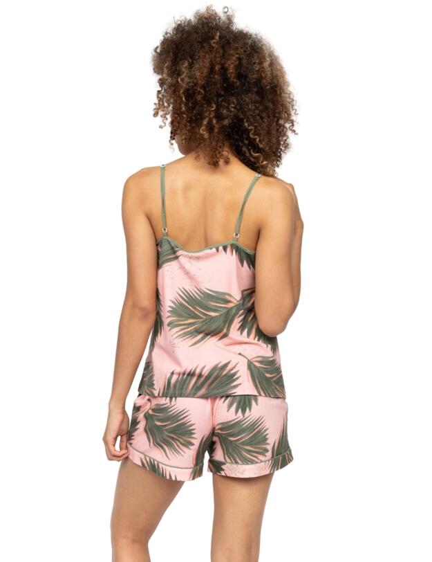Cyberjammies Lea Leaf Print Jersey Shorts Salmon Pink Mix