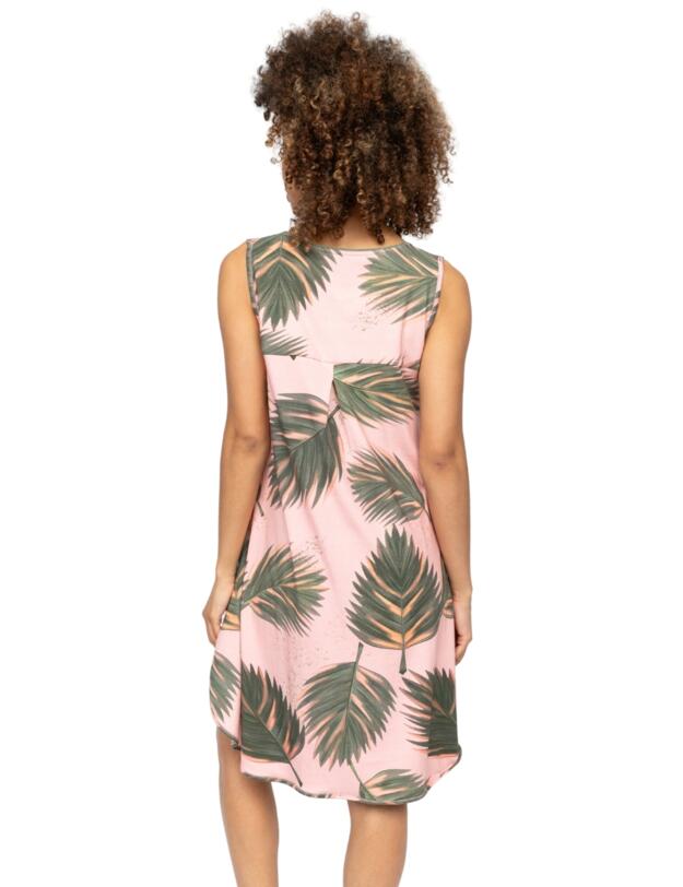 Cyberjammies Lea Leaf Print Jersey Swing Nightdress Salmon Pink Mix