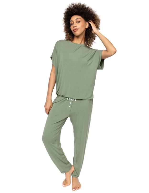 Cyberjammies Lea Slouch Jersey Pyjama Top Sage Green