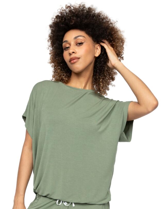 Cyberjammies Lea Slouch Jersey Pyjama Top Sage Green