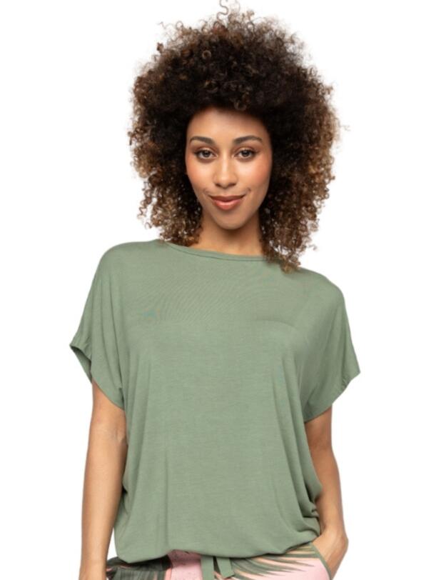 Cyberjammies Lea Slouch Jersey Pyjama Top Sage Green