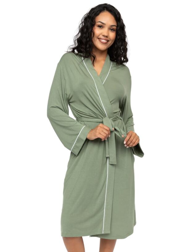 Cyberjammies Lea Jersey Short Dressing Gown Sage Green