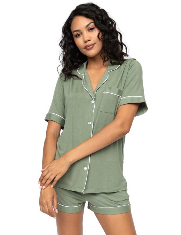 Cyberjammies Lea Revere Jersey Shorty Set Sage Green