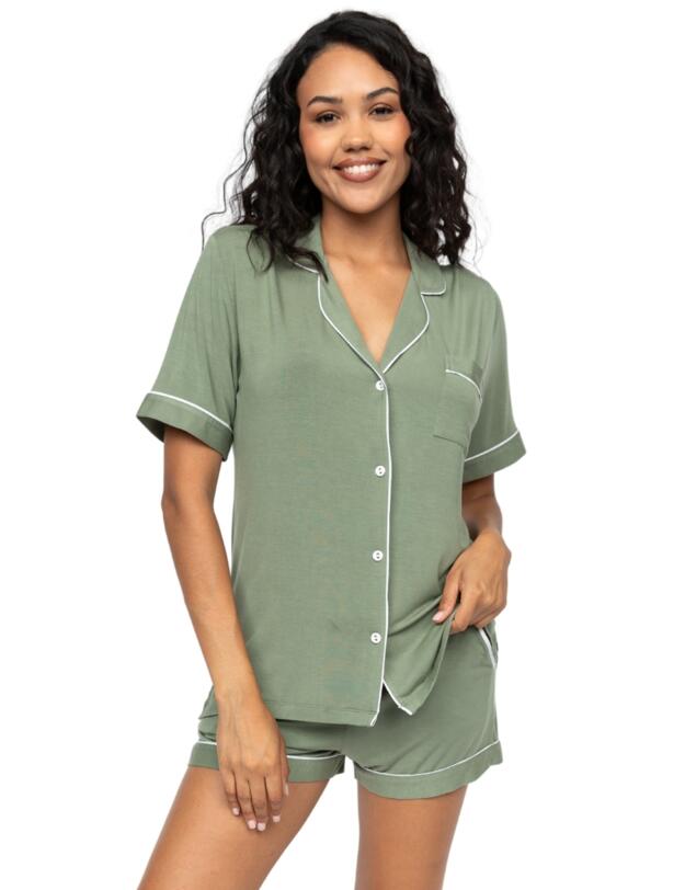 Cyberjammies Lea Revere Jersey Shorty Set Sage Green
