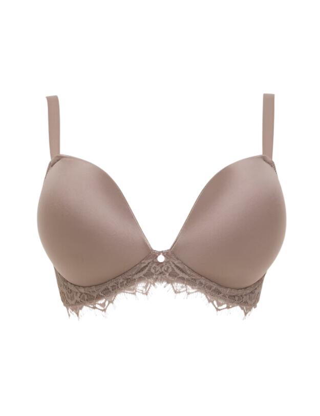 Figleaves Smoothing Wireless Padded Lace Bra Mocha