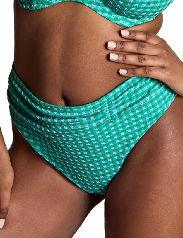 Panache Gingham Midi Bikini Brief Green Gingham