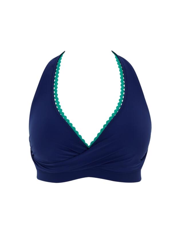 Panache Ric Rac Sofia Wireless Halter Bikini Top Ric Rac Navy