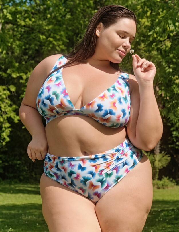 Panache Flutter Kara Wireless Triangle Bikini Top Flutter Print