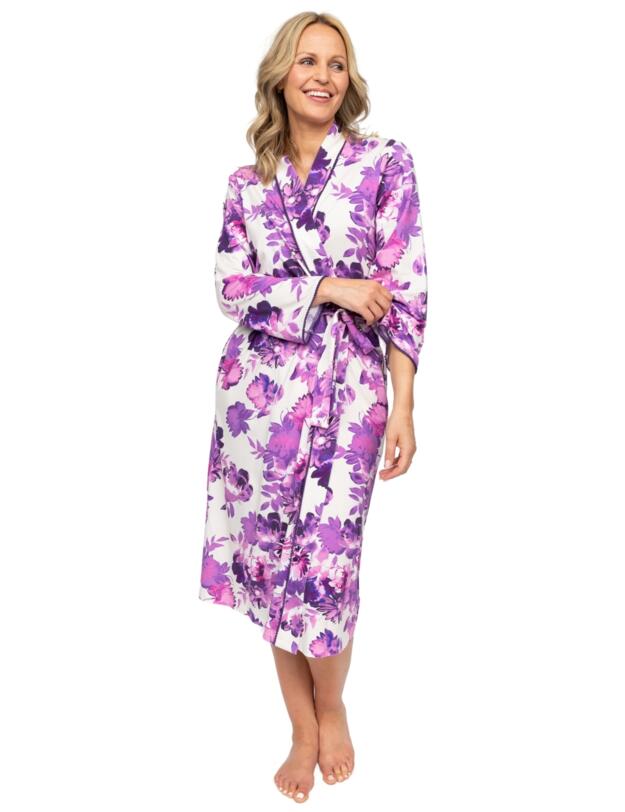 Cyberjammies Nora Rose Elsie Floral Print Long Dressing Gown Cream Mix