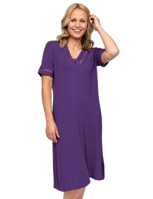 Cyberjammies Nora Rose Elsie Short Sleeve Short Nightdress Purple