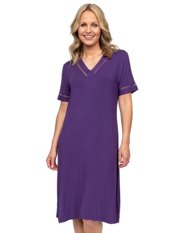 Cyberjammies Nora Rose Elsie Short Sleeve Short Nightdress Purple