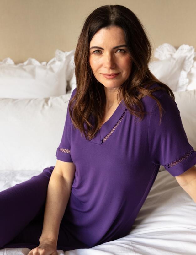 Cyberjammies Nora Rose Elsie Short Sleeve Short Nightdress Purple
