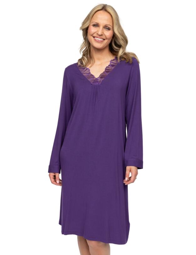 Cyberjammies Nora Rose Elsie Long Sleeve Short Nightdress Purple