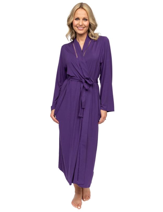 Cyberjammies Nora Rose Elsie Jersey Long Dressing Gown Purple