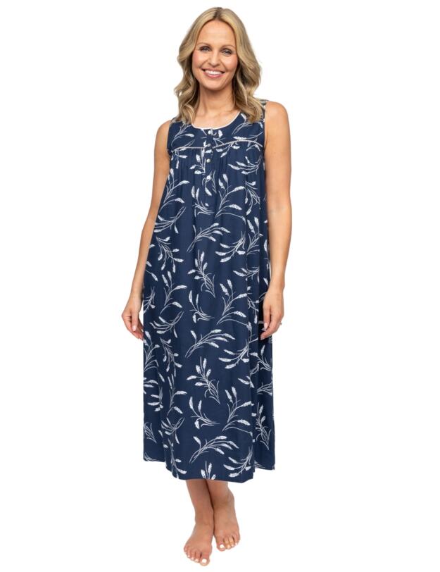 Cyberjammies Nora Rose Louisa Wheatsheaf Print Long Nightdress Navy Mix