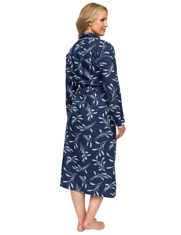 Cyberjammies Nora Rose Louisa Wheatsheaf Print Long Dressing Gown Navy Mix