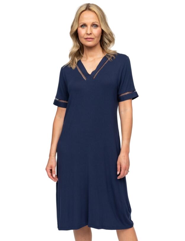 Cyberjammies Nora Rose Louisa Short Sleeve Short Nightdress Navy