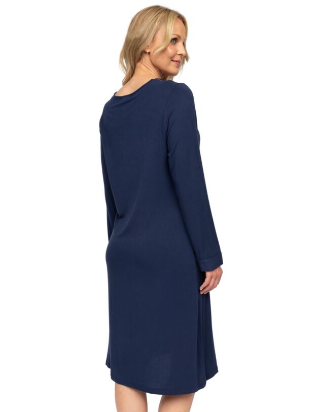 Cyberjammies Nora Rose Louisa Long Sleeve Short Nightdress Navy