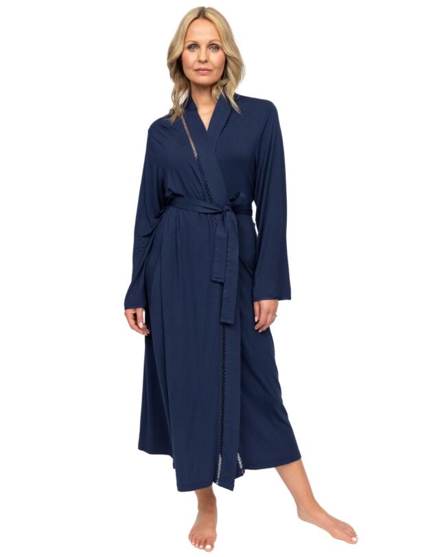 Cyberjammies Nora Rose Louisa Long Dressing Gown Navy