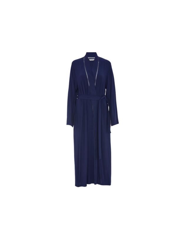Cyberjammies Nora Rose Louisa Long Dressing Gown Navy