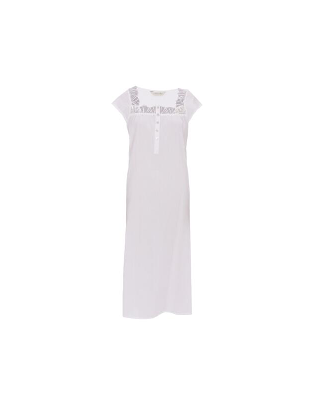 Cyberjammies Nora Rose Christina Cap Sleeve Long Nightdress White