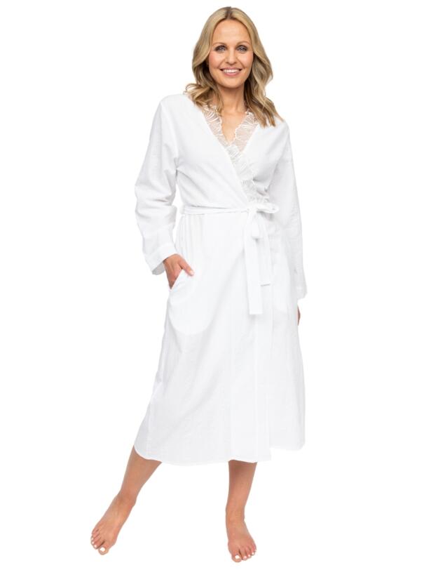 Cyberjammies Nora Rose Christina Long Dressing Gown White